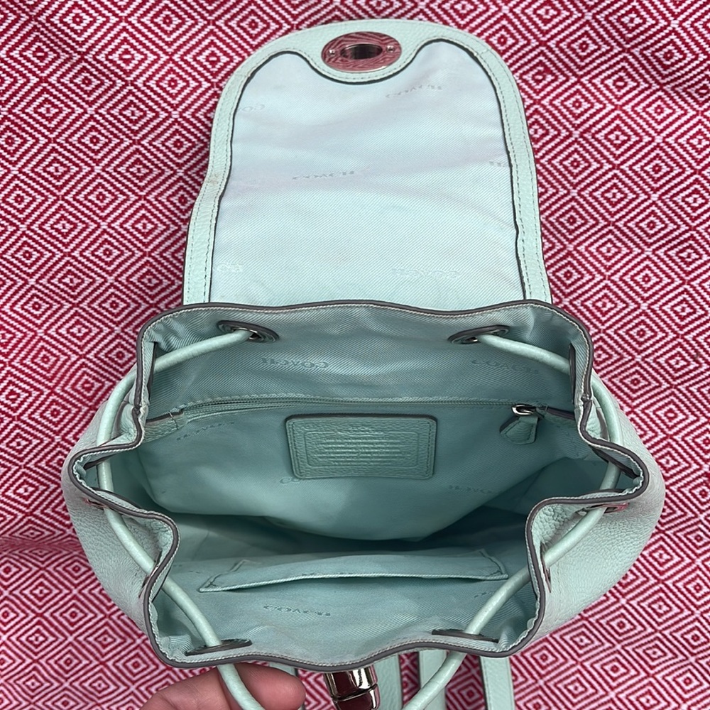 Coach Leather Rucksack Backpack Mint Green Seafoam - Picture 3 of 5